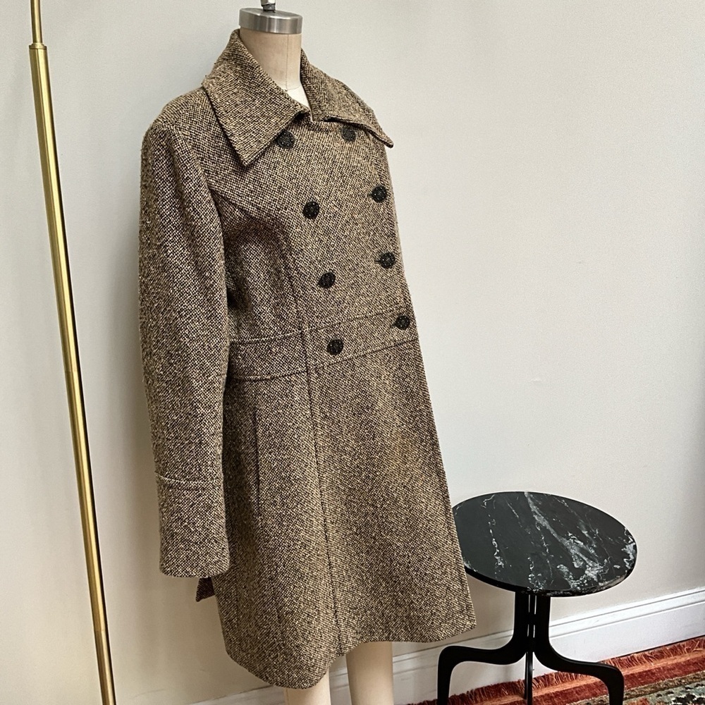 90s Guess tweed tan and brown double breasted coat - Picture 4 of 13